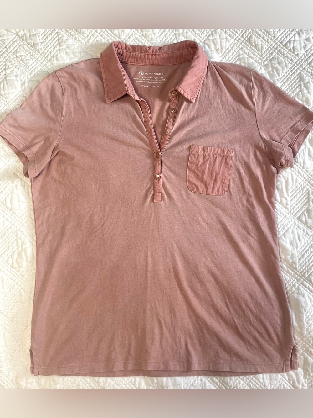 Tom Tailor Archroma Earth Colors Polo Shirt Size Large Pink Dusty Rose